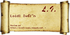 Loidl Iván névjegykártya